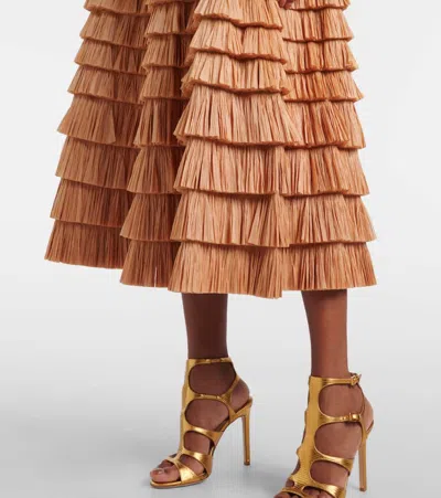 Simkhai Santana Raffia-blend Bustier Dress In Brown