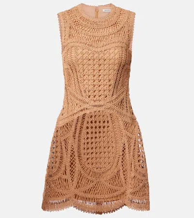 Simkhai Coen Raffia-blend Minidress In Brown