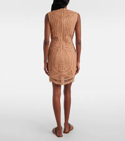 Simkhai Coen Raffia-blend Minidress In Brown