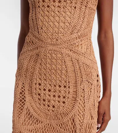 Simkhai Coen Raffia-blend Minidress In Brown