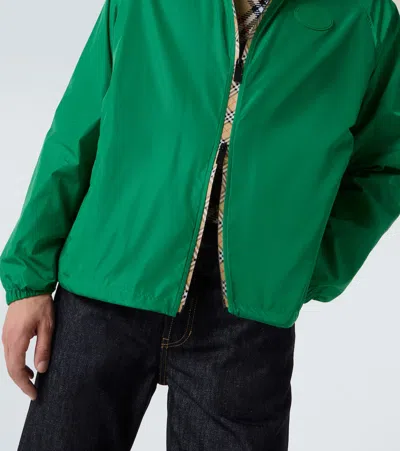 Burberry Check Trim Nylon Hooded Jacket In Green