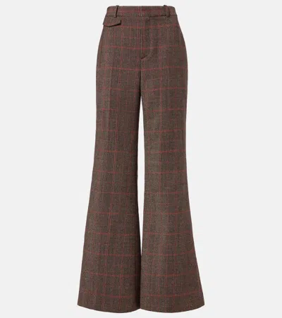 Chloé Checked High-rise Wool Flared Pants