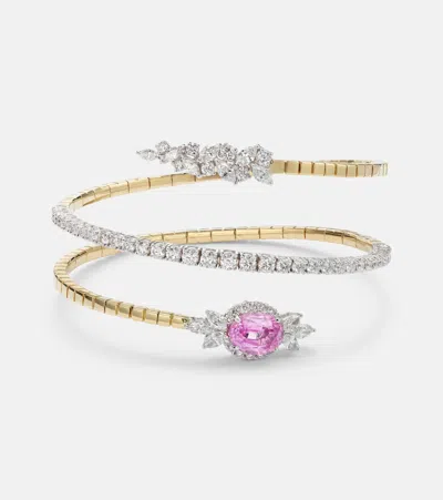 Yeprem Reign Supreme 18kt Gold Bangle With Sapphire And Diamonds