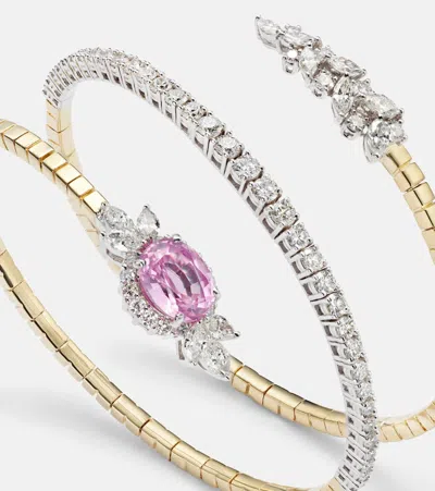 Yeprem Reign Supreme 18kt Gold Bangle With Sapphire And Diamonds