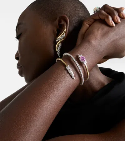 Yeprem Reign Supreme 18kt Gold Bangle With Sapphire And Diamonds