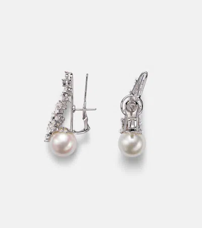 Yeprem Perlescent 18kt White Gold Clip-on Earrings With Diamonds And Pearls