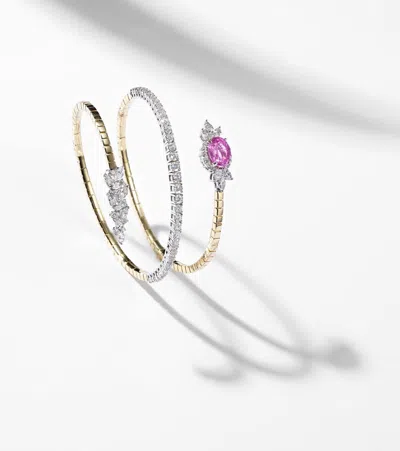 Yeprem Reign Supreme 18kt Gold Bangle With Sapphire And Diamonds
