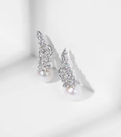 Yeprem Perlescent 18kt White Gold Clip-on Earrings With Diamonds And Pearls
