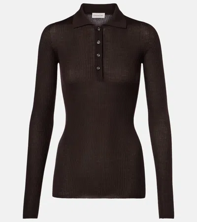 Moncler Ribbed-knit Wool Polo Shirt