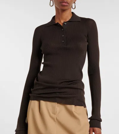Moncler Ribbed-knit Wool Polo Shirt