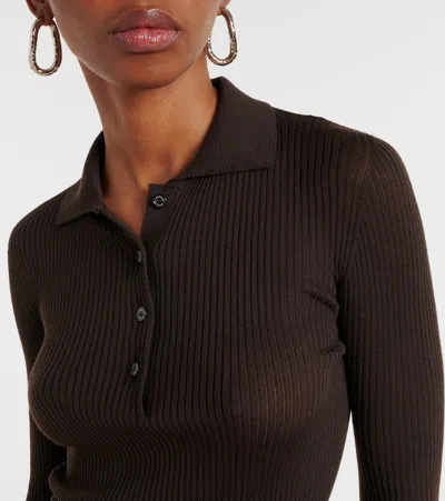 Moncler Ribbed-knit Wool Polo Shirt