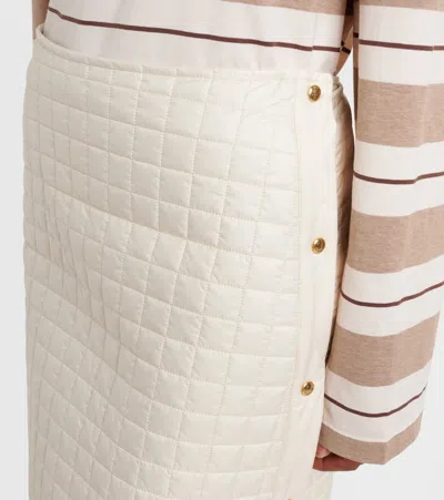 Moncler Square Quilted Tech Midi Skirt In White