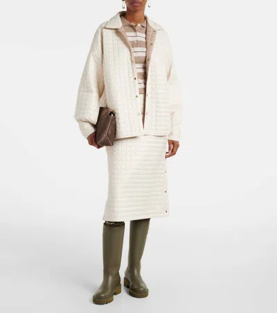 Moncler Square Quilted Tech Midi Skirt In White