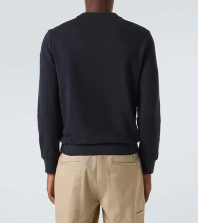 Moncler Cardigan En Coton Et Cachemire Avec Poche In Blue