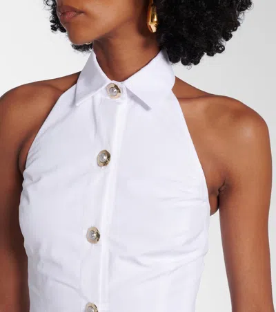 Balmain Halterneck Cotton Poplin Minidress