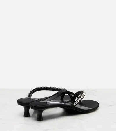 Jimmy Choo Dila 35 Leather And Satin Thong Sandals