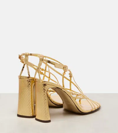 Jimmy Choo Felice 95 Beaded Metallic Leather Sandals In Gold