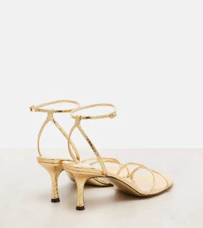 Jimmy Choo 1998 Leo 65 Metallic Leather Sandals In Gold