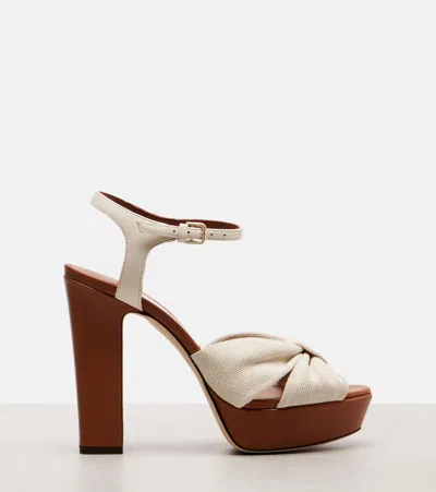 Jimmy Choo Heloise 120 Canvas And Leather Platform Sandals