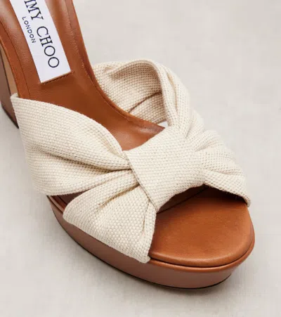 Jimmy Choo Heloise 120 Canvas And Leather Platform Sandals