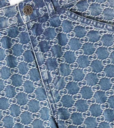 Gucci Gg Denim Jacquard Pants In Blue