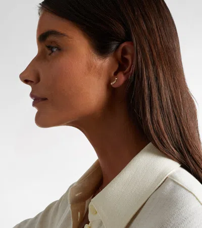 Sydney Evan Fishbone 14kt Gold Earrings With Diamonds
