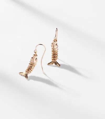 Sydney Evan Moving Fish 14kt Gold Earrings With Diamonds