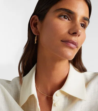 Sydney Evan Moving Fish 14kt Gold Earrings With Diamonds