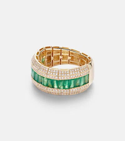 Shay Jewelry 18kt Gold Ring With Emeralds And Diamonds