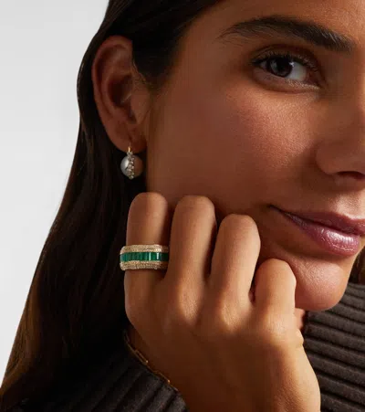 Shay Jewelry 18kt Gold Ring With Emeralds And Diamonds
