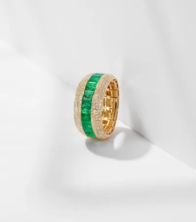 Shay Jewelry 18kt Gold Ring With Emeralds And Diamonds