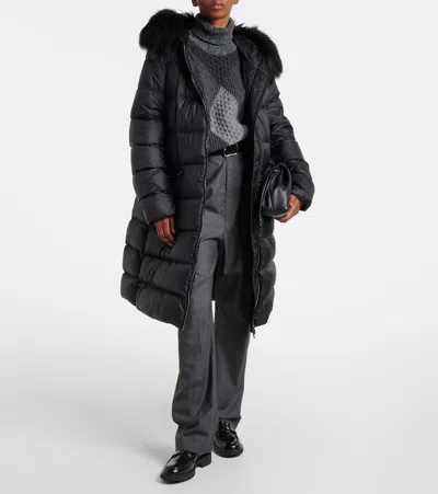 Moncler Boedic Shearling-trimmed Down Jacket In Black