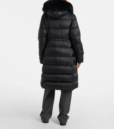 Moncler Boedic Shearling-trimmed Down Jacket In Black
