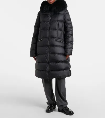 Moncler Boedic Shearling-trimmed Down Jacket In Black