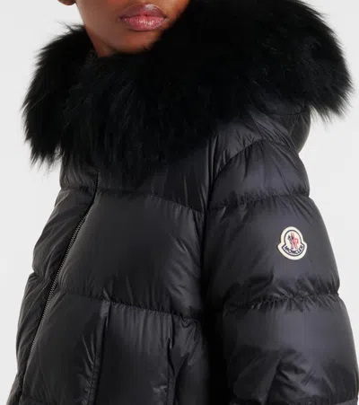Moncler Boedic Shearling-trimmed Down Jacket In Black