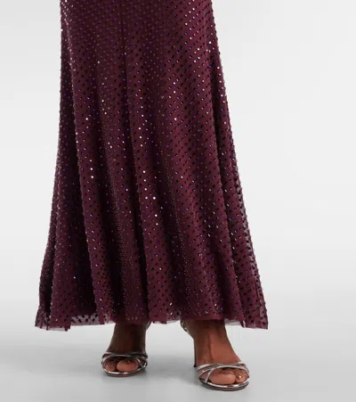 Self-portrait Cutout Embellished Mesh Gown