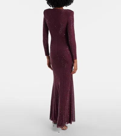 Self-portrait Cutout Embellished Mesh Gown