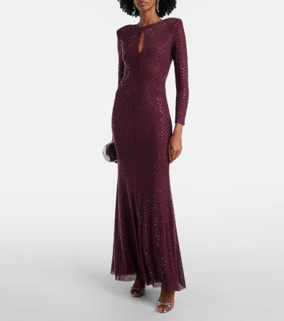 Self-portrait Cutout Embellished Mesh Gown