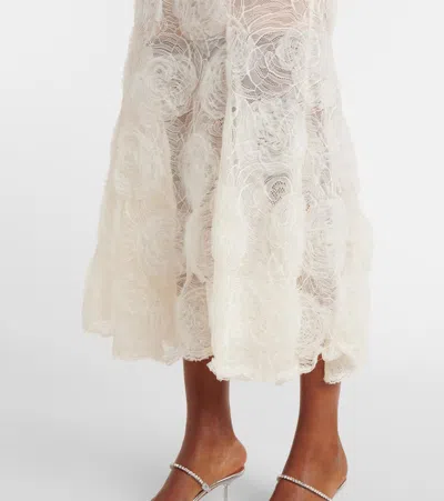 Self-portrait Cream Tulle Lace Midi Dress In White