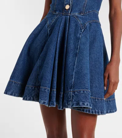 Self-portrait Flared Denim Midi Dress