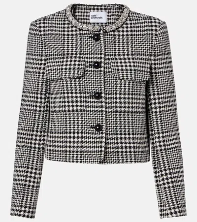 Self-portrait Wool Houndstooth Tailored Jacket Jackets Multicolor