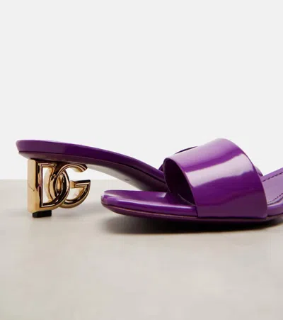 Dolce & Gabbana 40mm Logo-plaque Heeled Sandals In Purple