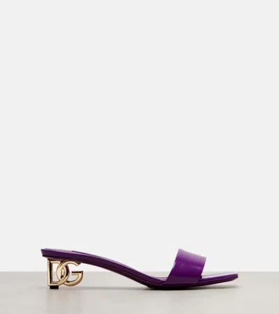 Dolce & Gabbana 40mm Logo-plaque Heeled Sandals In Purple