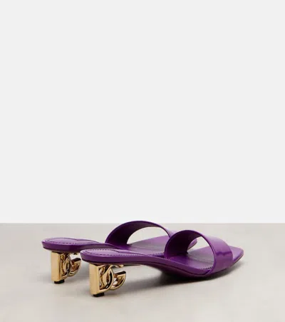 Dolce & Gabbana 40mm Logo-plaque Heeled Sandals In Purple