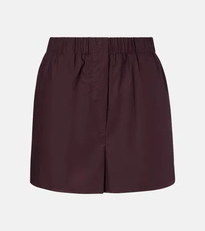 The Frankie Shop Liu Cotton Shorts In Burgundy