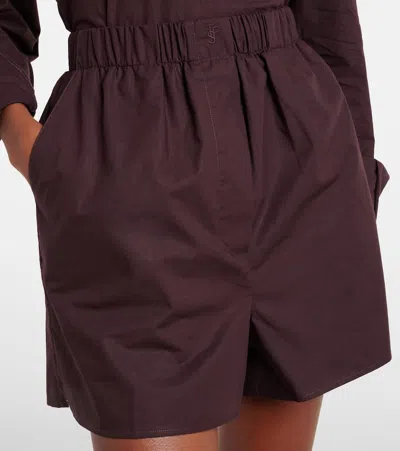 The Frankie Shop Liu Cotton Shorts In Burgundy