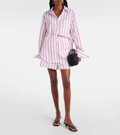 The Frankie Shop Lui Oversized Striped Cotton-poplin Shirt In White
