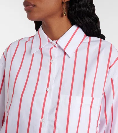 The Frankie Shop Lui Oversized Striped Cotton-poplin Shirt In White