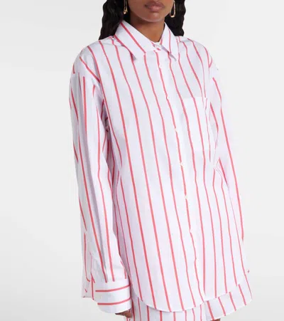 The Frankie Shop Lui Oversized Striped Cotton-poplin Shirt In White