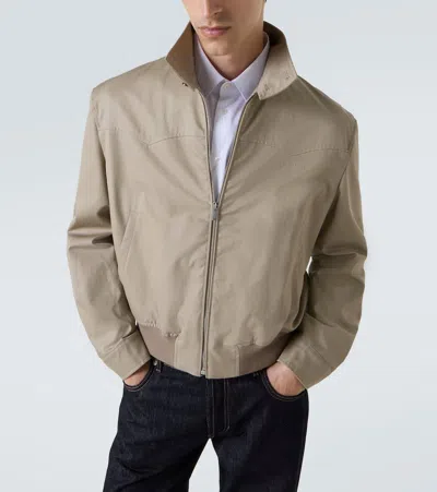 Alexander Mcqueen Logo Cotton Gabardine Jacket In Neutral